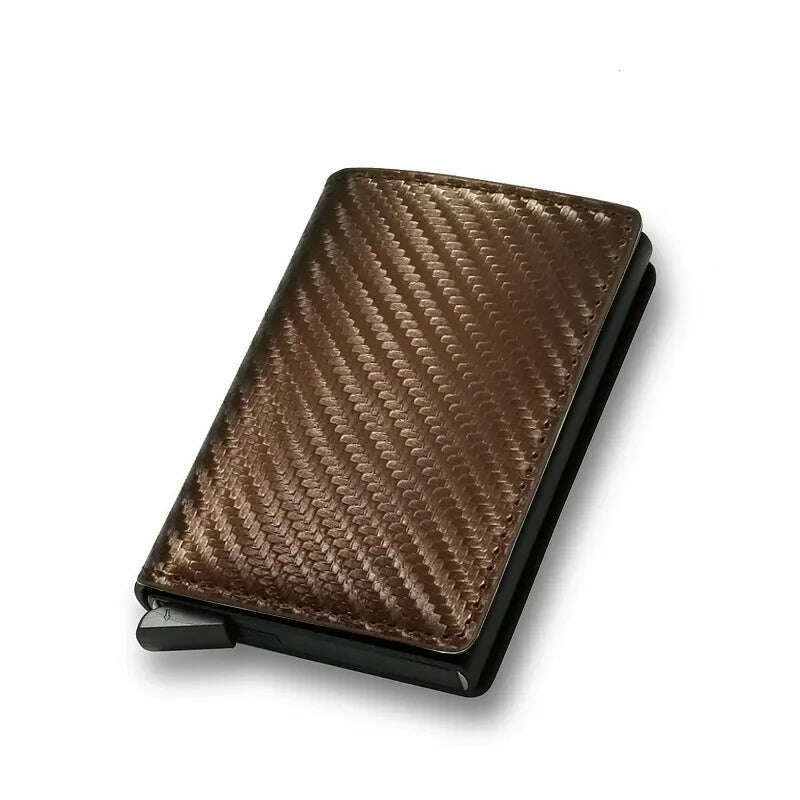DIENQI Carbon Rfid Wallet Male Money Card Holder Pocket Mini Slim Wallet Women Men Smart Purses Automatic Pop Up Valet Walet