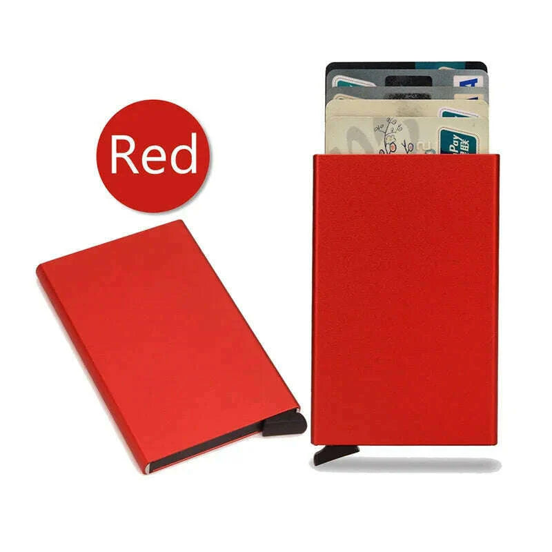 DIENQI Carbon Rfid Wallet Male Money Card Holder Pocket Mini Slim Wallet Women Men Smart Purses Automatic Pop Up Valet Walet