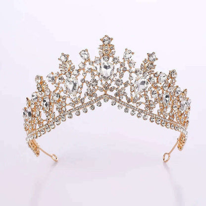 DIEZI Vintage Baroque Dark Blue Crystal Crown Bridal Hair Accessories Elegant Queen Tiaras Diadem Girls Wedding Dress Headbands