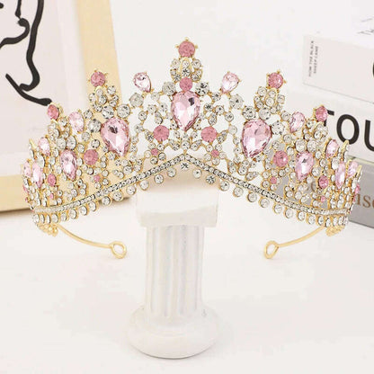 DIEZI Vintage Baroque Dark Blue Crystal Crown Bridal Hair Accessories Elegant Queen Tiaras Diadem Girls Wedding Dress Headbands