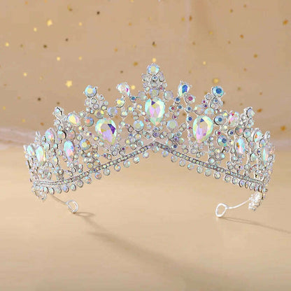 DIEZI Vintage Baroque Dark Blue Crystal Crown Bridal Hair Accessories Elegant Queen Tiaras Diadem Girls Wedding Dress Headbands