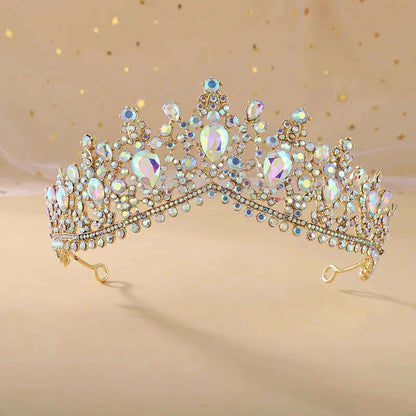 DIEZI Vintage Baroque Dark Blue Crystal Crown Bridal Hair Accessories Elegant Queen Tiaras Diadem Girls Wedding Dress Headbands