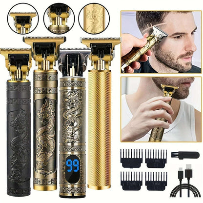 Digital Display Stainless Steel Cutter Head Professional T9 Hair Trimmer Metal Body Men's Electric Shaver Men's Barber Machine