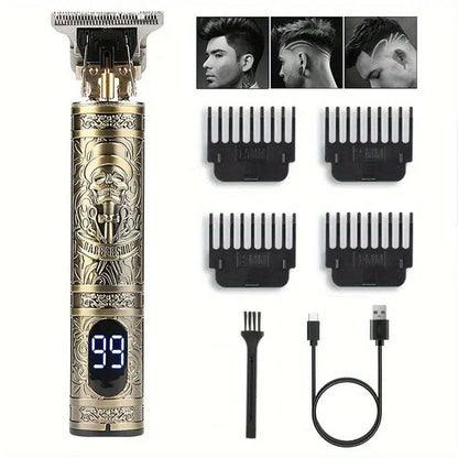 Digital Display Stainless Steel Cutter Head Professional T9 Hair Trimmer Metal Body Men's Electric Shaver Men's Barber Machine