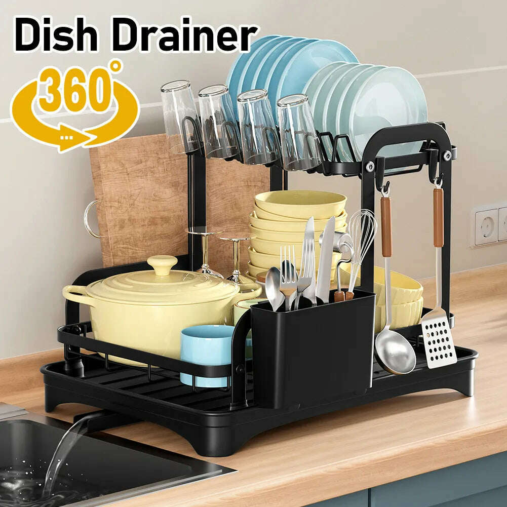 Dish Bowl Drainer Storage Rack Double-layer Kitchen Sink Dish Drainer Drying Rack Organizer HomeCounter Tableware Organizer