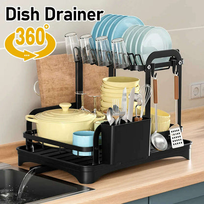 Dish Bowl Drainer Storage Rack Double-layer Kitchen Sink Dish Drainer Drying Rack Organizer HomeCounter Tableware Organizer