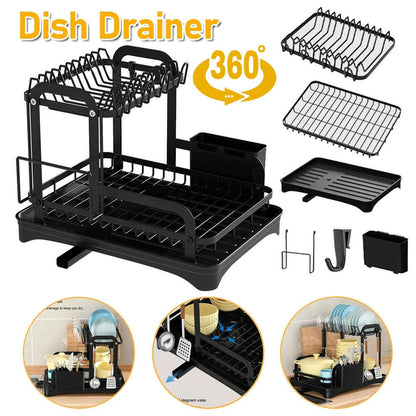 Dish Bowl Drainer Storage Rack Double-layer Kitchen Sink Dish Drainer Drying Rack Organizer HomeCounter Tableware Organizer