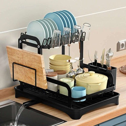 Dish Bowl Drainer Storage Rack Double-layer Kitchen Sink Dish Drainer Drying Rack Organizer HomeCounter Tableware Organizer