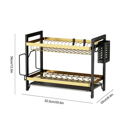 Dish Bowl Drainer Storage Rack Double-layer Kitchen Sink Dish Drainer Drying Rack Organizer HomeCounter Tableware Organizer