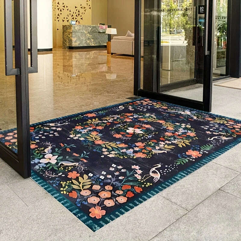 Distressed Dark Print Pattern Carpet Bohemian Tribal Carpets Persian Floor Mat Entrance Living Room Bedroom Dustproof Rug