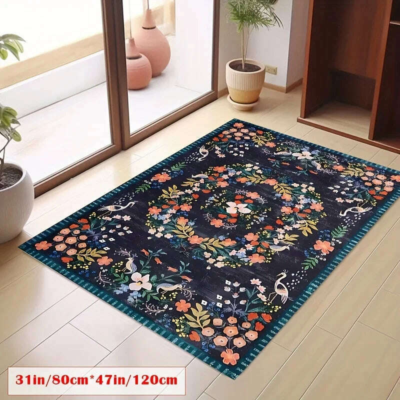 Distressed Dark Print Pattern Carpet Bohemian Tribal Carpets Persian Floor Mat Entrance Living Room Bedroom Dustproof Rug