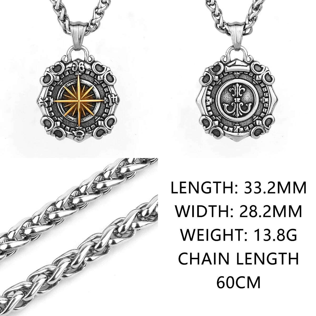 Domineering Xinghai Compass Street Hip-hop Pendant Men and Women Fashion Charm Creative Stainless Steel Pendant Necklace Gift