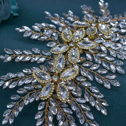 DZ012 Champagne Crystal Headband Tiara For Women Rhinestone Hairband Pageant Party Headdress Wedding Hair Accessories Jewelry