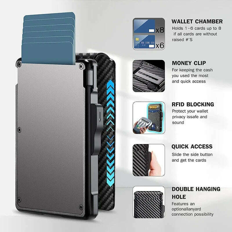 EDC Credit Card Holder Men Wallets Carbon Fiber Bank Cardholder Case Slim Wallet for Men Metal RFID Blocking Mens Wallet Choice