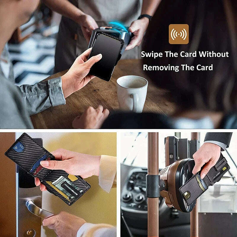 EDC Credit Card Holder Men Wallets Carbon Fiber Bank Cardholder Case Slim Wallet for Men Metal RFID Blocking Mens Wallet Choice