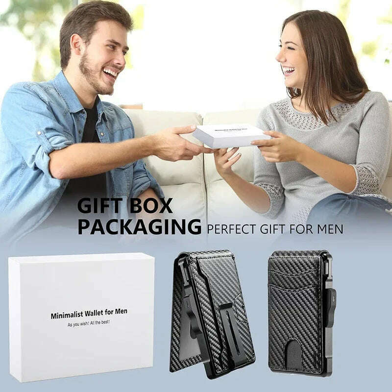 EDC Credit Card Holder Men Wallets Carbon Fiber Bank Cardholder Case Slim Wallet for Men Metal RFID Blocking Mens Wallet Choice