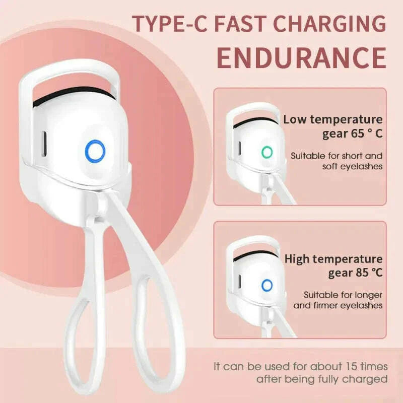 Electric Heated Comb Eyelash Curler Makeup Portable Temperature Control Charging Eye Lash Curler Lasting Thermal Eyelashes Tools