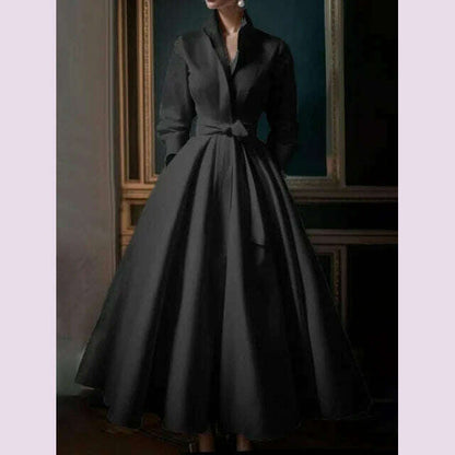Elegant Floral Printing Maxi Dresses Multicolor Turndown Collar Long  Sleeve Cotton Long Dress Party Wedding Evening Dress
