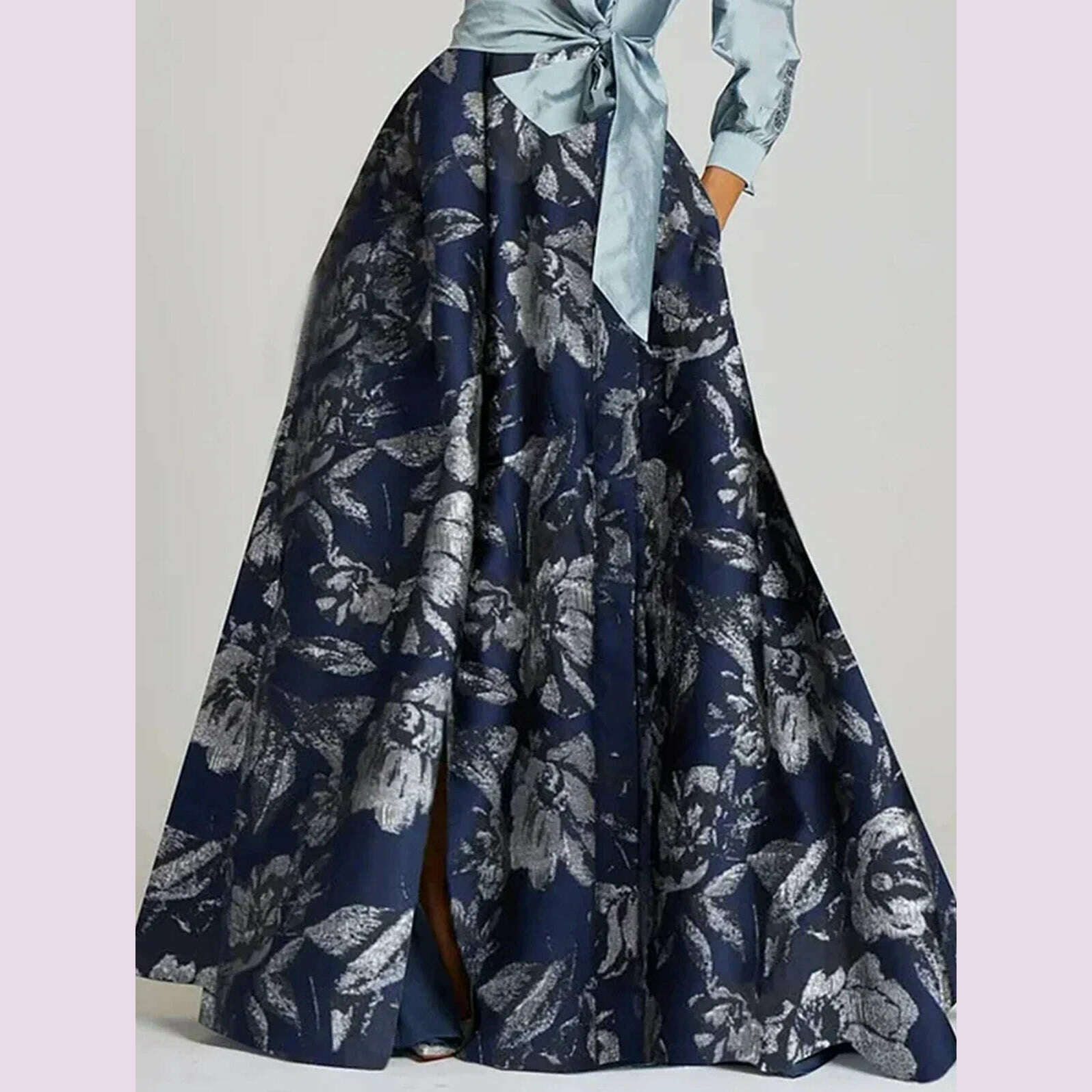 Elegant Women's Long Dress Turn Down Collar Vintage Floral Print with Belt Long Sleeve Bow Autumn Satin Patchwork Dresses 2024
