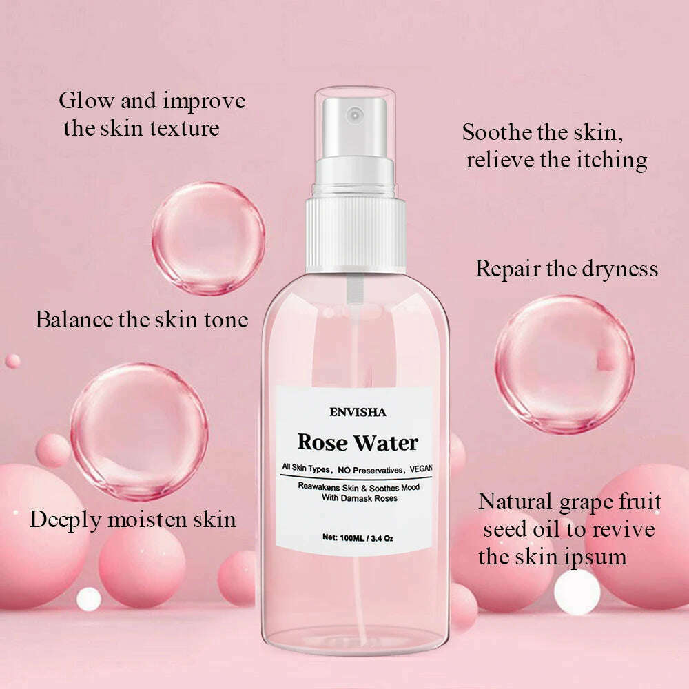ENVISHA Natural Rose Face Toner Facial Skin Care Anti-wrinkle Moisturizing Oil Control Whitening Shrink Pores Makeup Remover