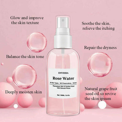 ENVISHA Natural Rose Face Toner Facial Skin Care Anti-wrinkle Moisturizing Oil Control Whitening Shrink Pores Makeup Remover