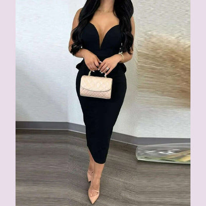 Evening Dresses for Women 2024 Sexy Woman Clothing Backless Deep V Bow Elastic Split Fashion Elegant Hip Wrap Midi Bodycon Dress
