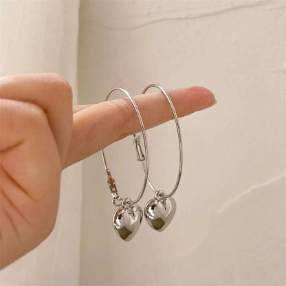 Exaggerated Fashionable Ring Hollow Heart Big Earrings Temperament Women's Jewelry Exquisite Heart-shaped Korean Earrings Gifts