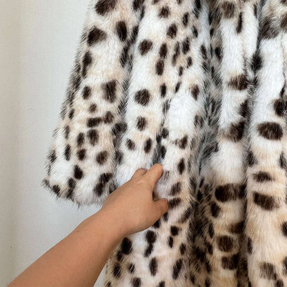 Exclusive Winter 2023 Long Belted Leopard Faux Fox Fur Coat Women Overcoats Ladies Stylish Street Fashion Fluffy Fox Fur Jacket