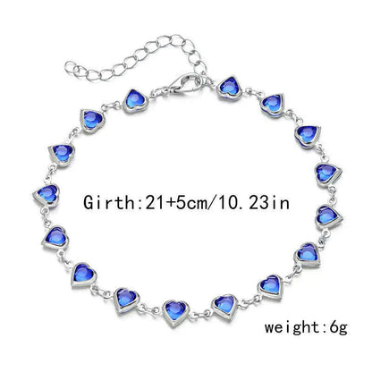 Exquisite Boho Candy Color Heart Shaped Crystal Bracelet for Women Fashion Charm Zircon Butterfly Pearl Metal Chain Bracelets
