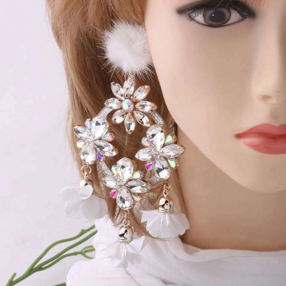 Fashion Big Earrings Metal Dangle Bohemian Eye Tassel Earrings Crystal Large Retro Long Brinco Ear Oorbellen Jewelry Wholesale