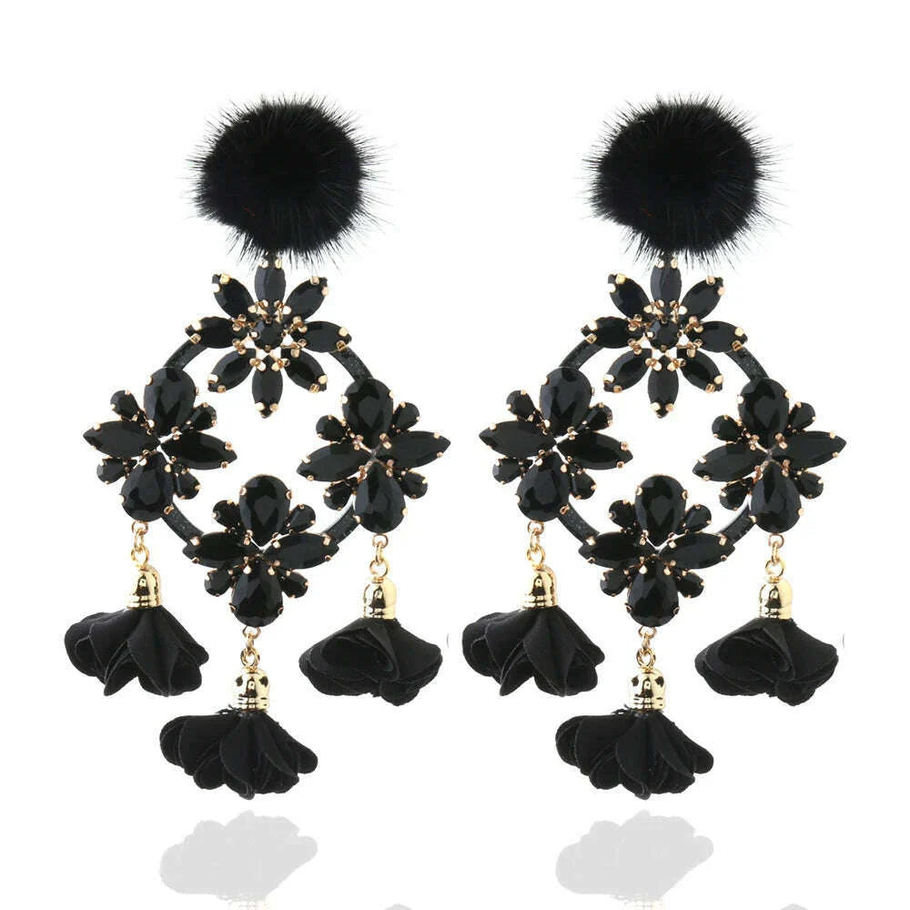 Fashion Big Earrings Metal Dangle Bohemian Eye Tassel Earrings Crystal Large Retro Long Brinco Ear Oorbellen Jewelry Wholesale