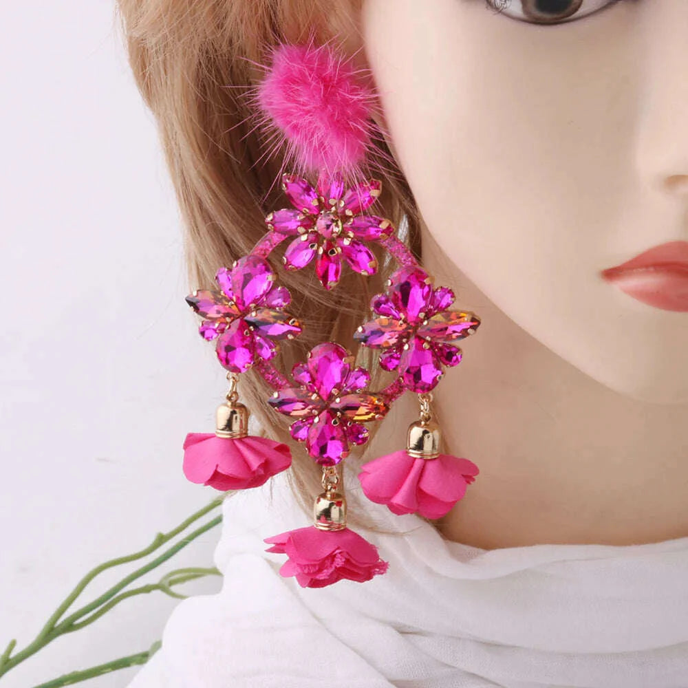 Fashion Big Earrings Metal Dangle Bohemian Eye Tassel Earrings Crystal Large Retro Long Brinco Ear Oorbellen Jewelry Wholesale