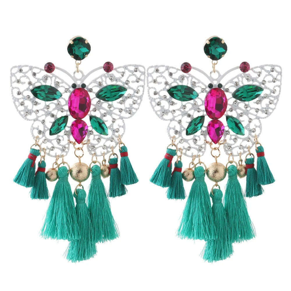 Fashion Big Earrings Metal Dangle Bohemian Eye Tassel Earrings Crystal Large Retro Long Brinco Ear Oorbellen Jewelry Wholesale