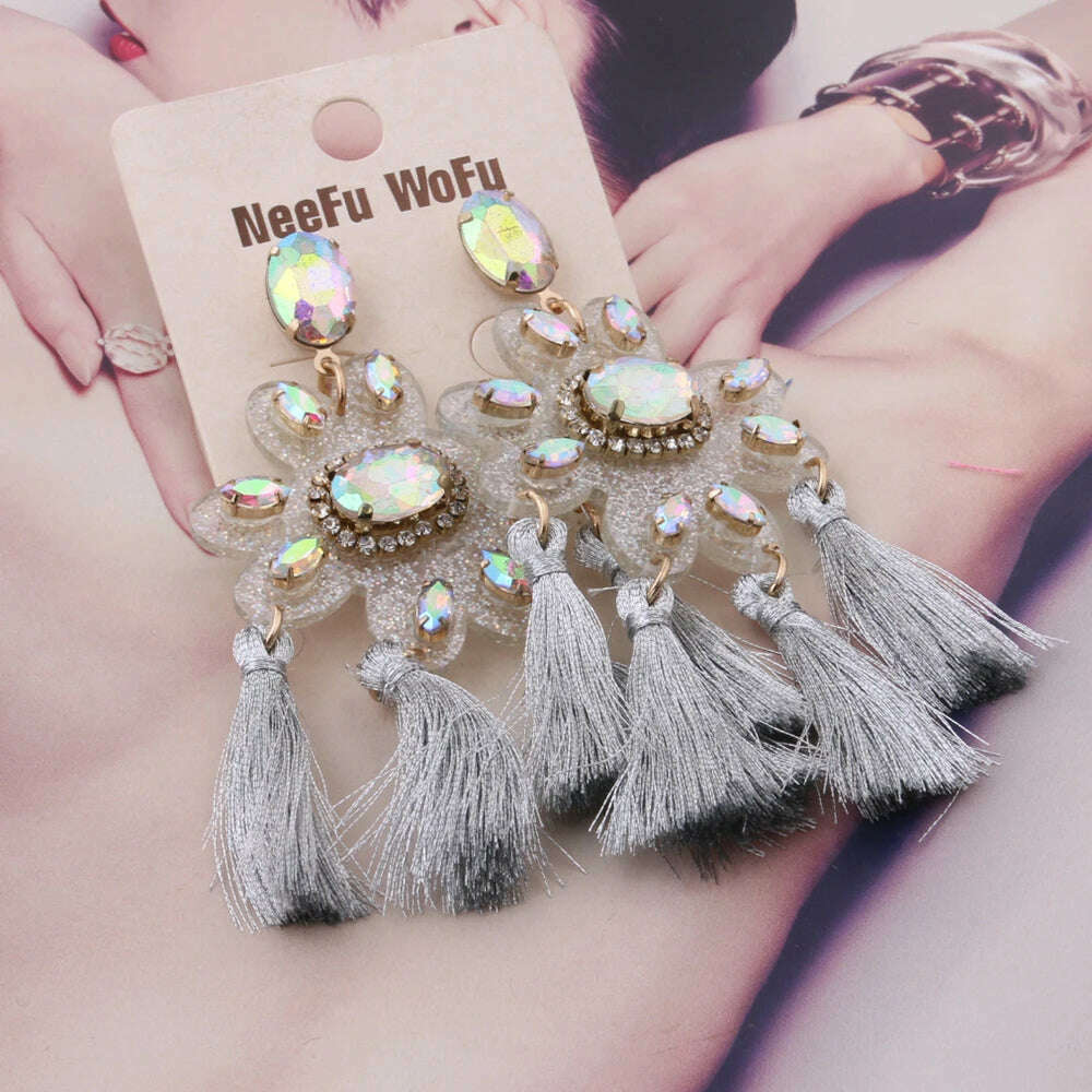 Fashion Big Earrings Metal Dangle Bohemian Eye Tassel Earrings Crystal Large Retro Long Brinco Ear Oorbellen Jewelry Wholesale