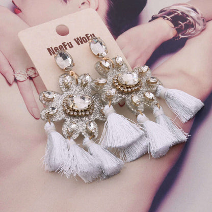 Fashion Big Earrings Metal Dangle Bohemian Eye Tassel Earrings Crystal Large Retro Long Brinco Ear Oorbellen Jewelry Wholesale