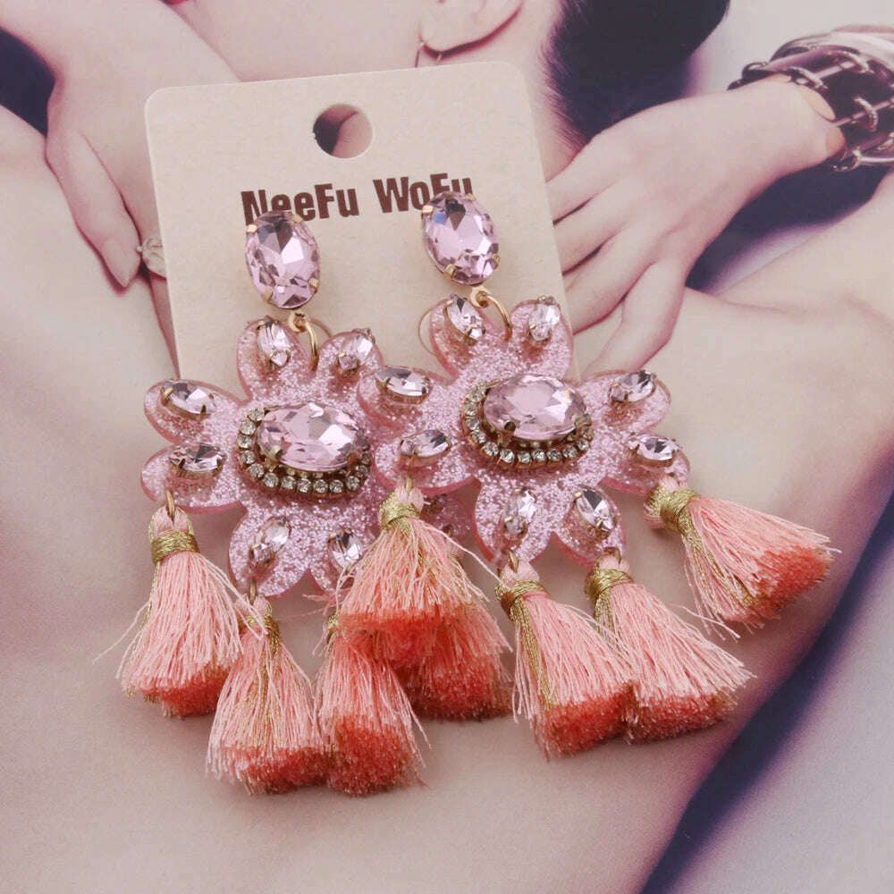 Fashion Big Earrings Metal Dangle Bohemian Eye Tassel Earrings Crystal Large Retro Long Brinco Ear Oorbellen Jewelry Wholesale