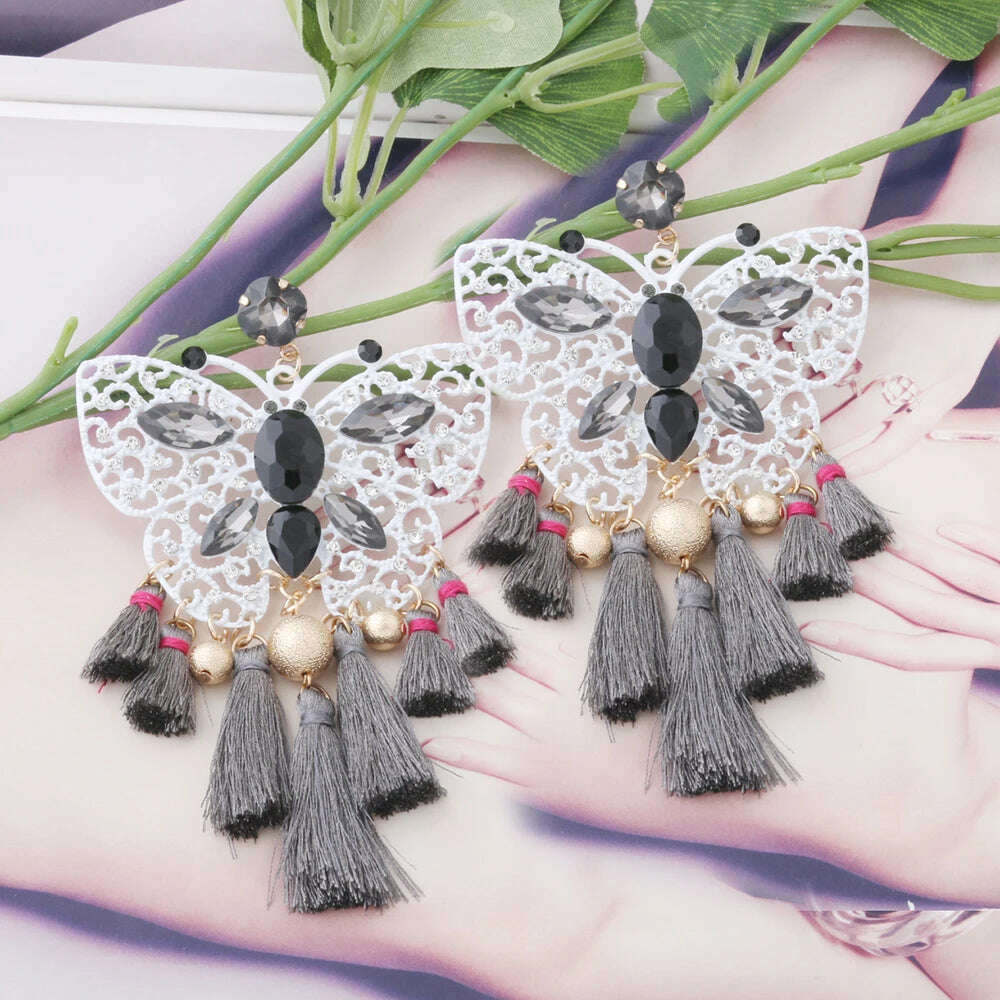 Fashion Big Earrings Metal Dangle Bohemian Eye Tassel Earrings Crystal Large Retro Long Brinco Ear Oorbellen Jewelry Wholesale