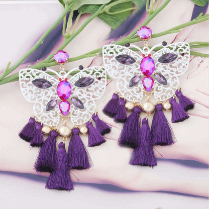 Fashion Big Earrings Metal Dangle Bohemian Eye Tassel Earrings Crystal Large Retro Long Brinco Ear Oorbellen Jewelry Wholesale