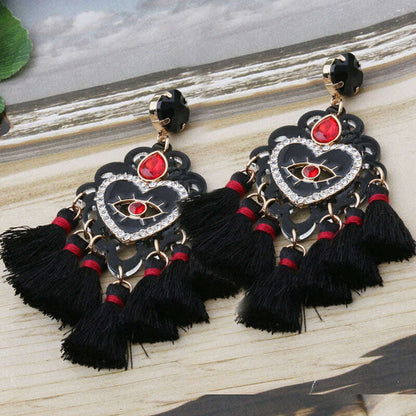Fashion Big Earrings Metal Dangle Bohemian Eye Tassel Earrings Crystal Large Retro Long Brinco Ear Oorbellen Jewelry Wholesale