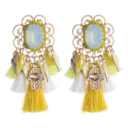 Fashion Big Earrings Metal Dangle Bohemian Eye Tassel Earrings Crystal Large Retro Long Brinco Ear Oorbellen Jewelry Wholesale