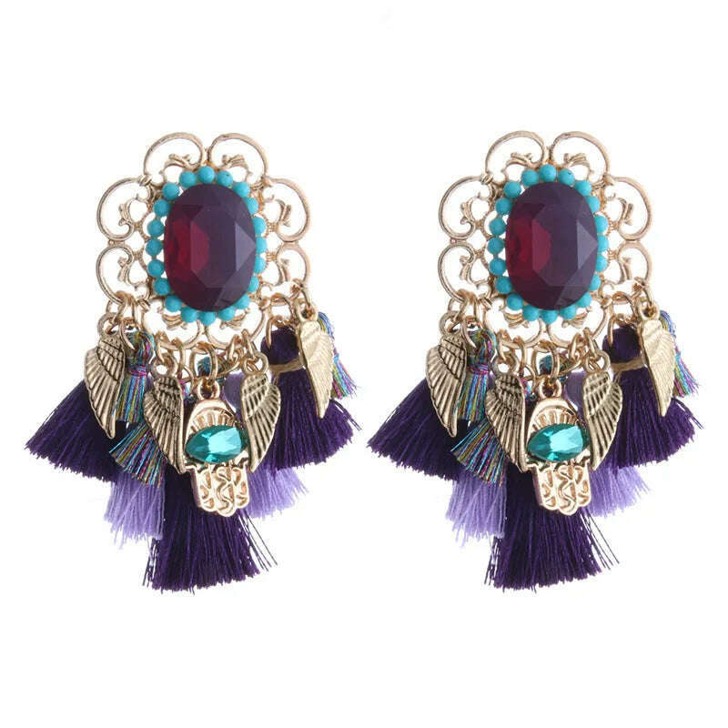 Fashion Big Earrings Metal Dangle Bohemian Eye Tassel Earrings Crystal Large Retro Long Brinco Ear Oorbellen Jewelry Wholesale