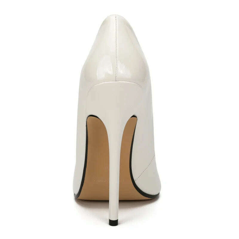 Fashion High Heels Sexy Shoes Women Pumps Large Size 43 44 45 White Stiletto Heel Patent Leather Office Wedding Shoes Hey Si Mey