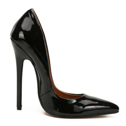 Fashion High Heels Sexy Shoes Women Pumps Large Size 43 44 45 White Stiletto Heel Patent Leather Office Wedding Shoes Hey Si Mey