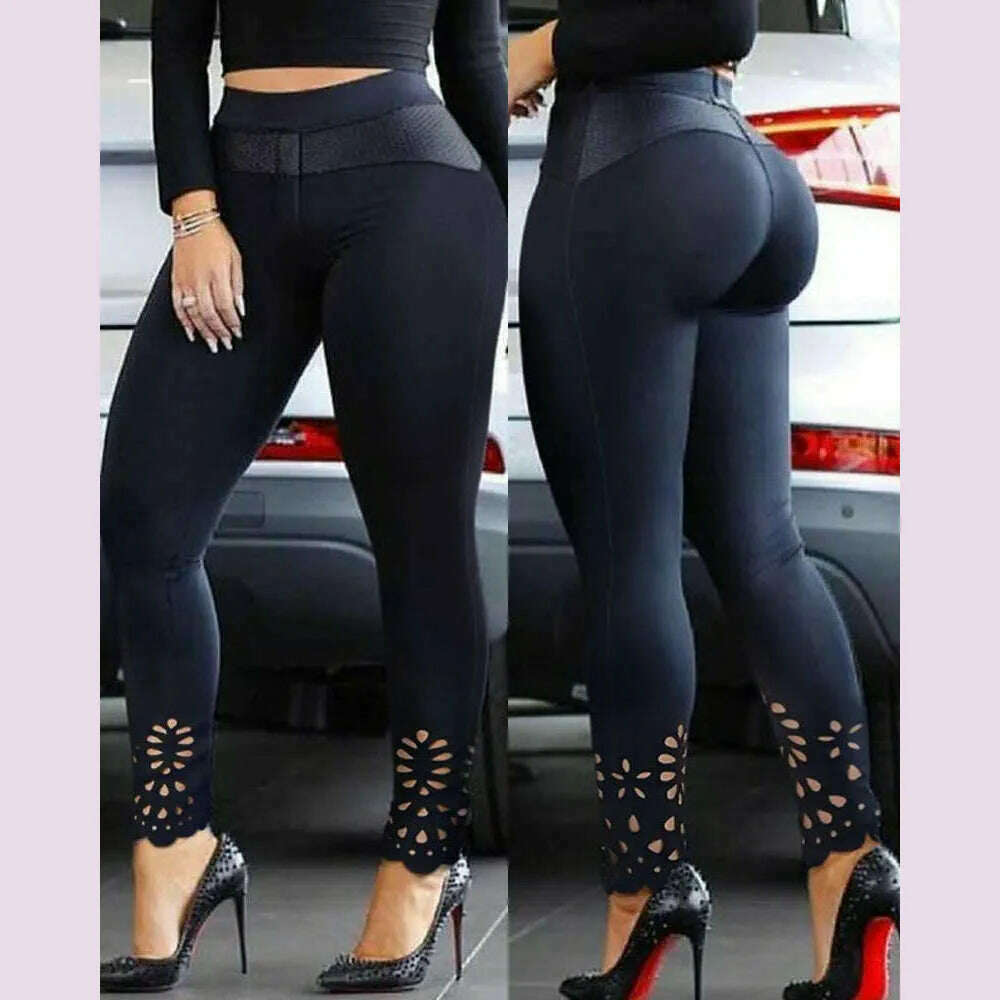 Fashion High Waist Patchwork Hollow Out Hip Lift Long Trousers Leggings Sweatpants Women Elegant Skinny Pants Y2K INS Clothes
