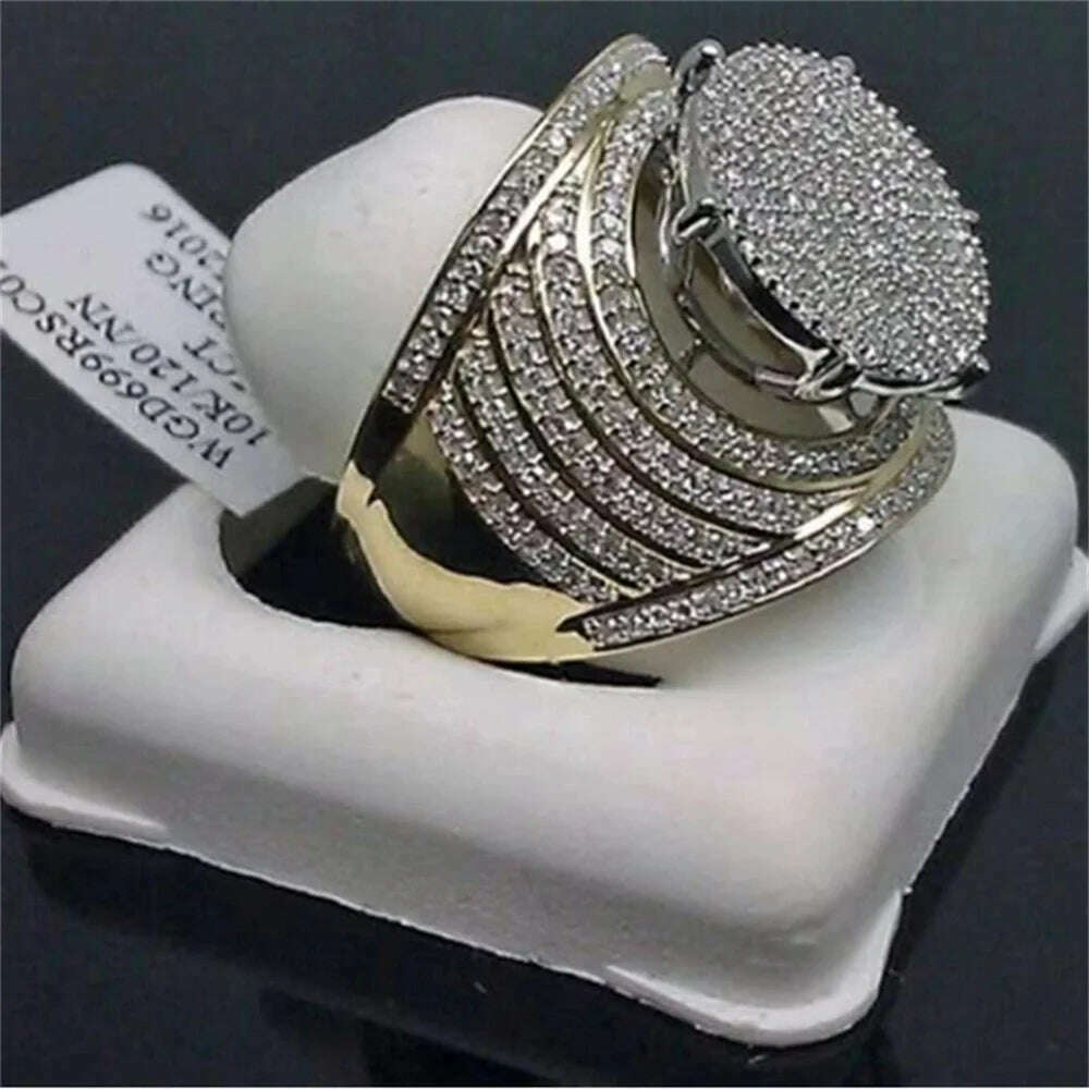 Fashion luxury new couple zircon ring romantic men and women wedding banquet accessories elegant temperament jewelry wholesale