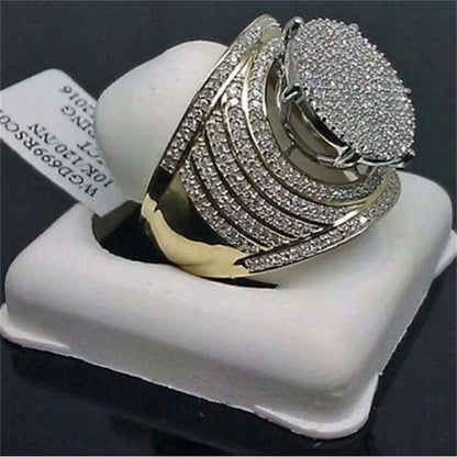 Fashion luxury new couple zircon ring romantic men and women wedding banquet accessories elegant temperament jewelry wholesale