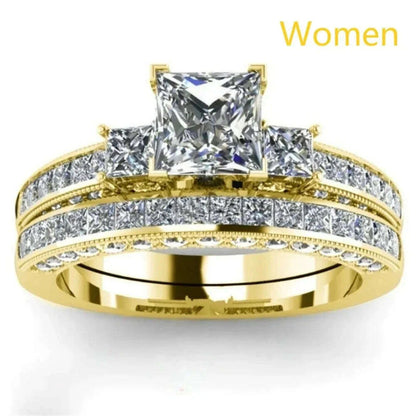 Fashion luxury new couple zircon ring romantic men and women wedding banquet accessories elegant temperament jewelry wholesale