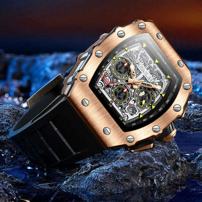 Fashion Men's Watch ONOLA Unique Design Multi-functional Automatic Mechanical Watches Men's Tape Waterproof Wristwatch