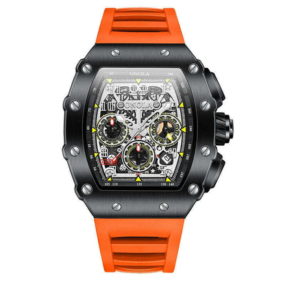 Fashion Men's Watch ONOLA Unique Design Multi-functional Automatic Mechanical Watches Men's Tape Waterproof Wristwatch