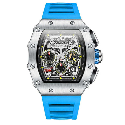 Fashion Men's Watch ONOLA Unique Design Multi-functional Automatic Mechanical Watches Men's Tape Waterproof Wristwatch